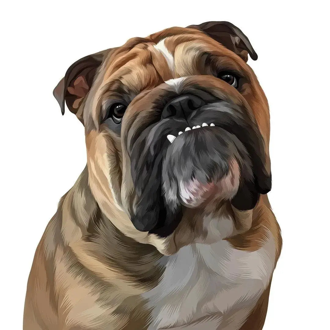 Custom Pet Pawtrait - DIGITAL of a friendly bulldog with a charming expression.