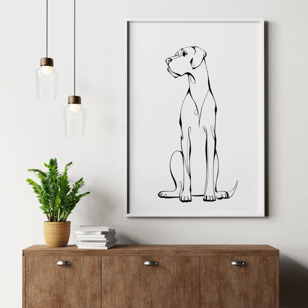Custom Pet Pawtrait - Line Art Drawing